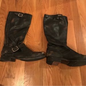 Vintage Black Distressed Frye Boots 9